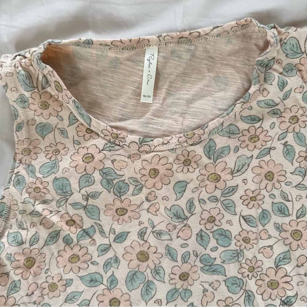 Rylee + Cru Floral Sleeveless Tank Top - Cream and Blue